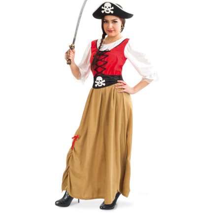 Damenkostüm Piratin Kleid mit Gürtel Seeräuber Freibeuter