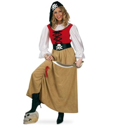 Damenkostüm Piratin Kleid mit Gürtel Seeräuber Freibeuter