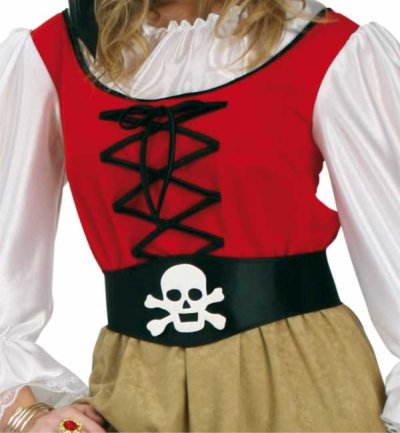 Damenkostüm Piratin Kleid mit Gürtel Seeräuber Freibeuter