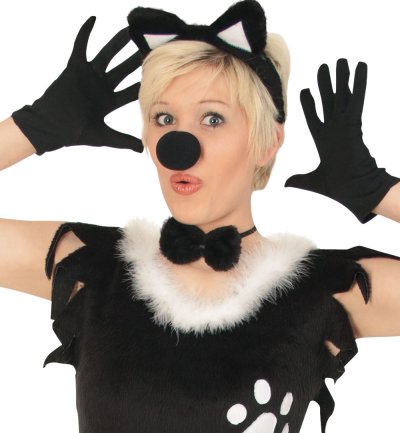 Damenkostüm "Kätzchen", Katzenkostüm, 1-tlg. Kleid mit Tatzendruck