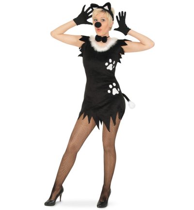 Damenkostüm "Kätzchen", Katzenkostüm, 1-tlg. Kleid mit Tatzendruck