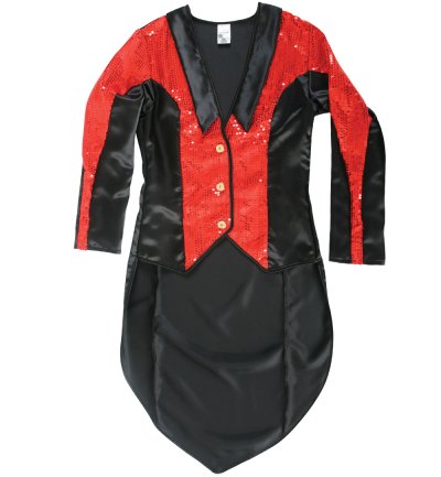Damenkostüm "Frack Chic rot", Damenfrack, schwarz-rot