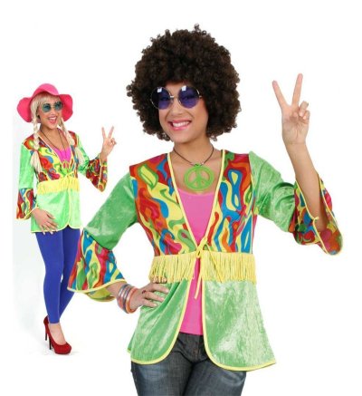 Hippie Jennie Weste für Damen 70er Jahre Flower-Power-Outfit