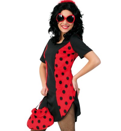 Damenkostüm "Coccinella", Kleid in Marienkäferoptik, Fasching, Karneval, Mottoparty, Gr. 36