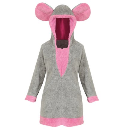Oberteil Maus Mäuschen Grau Pink mit Kapuze Damenoberteil Verkleidung für viele Gelegenheiten