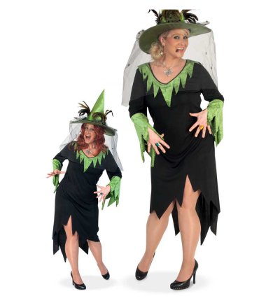 Hexenkleid lang in schwarz, Damenkostüm, Zauberwald, Märchenwelt, Magierin