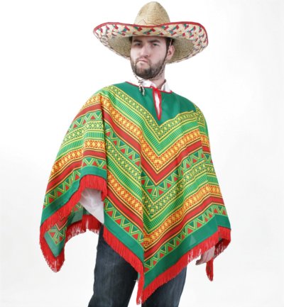 Erwachsenenkostüm Poncho in Grün Mexikaner