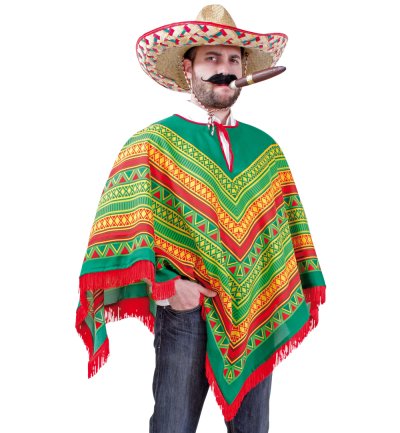 Erwachsenenkostüm Poncho in Grün Mexikaner