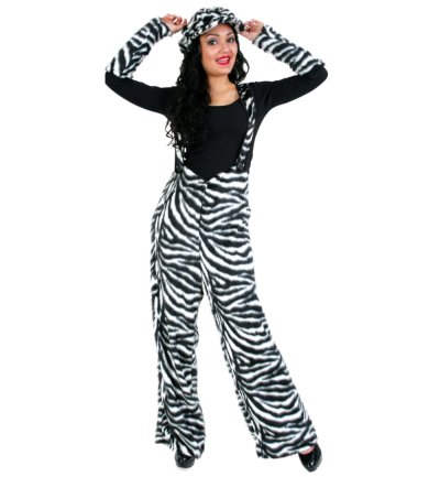 Kostüm Plüschhose Zebra in schwarz-weiß Unisex