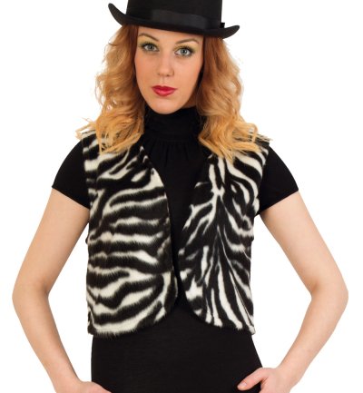 Kostüm Zebra-Weste mit Plüsch