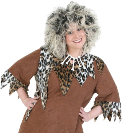 Unisex-Kostüm Steinzeit in Braun mit Leopardenmuster