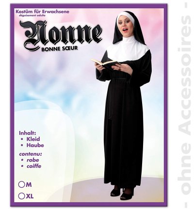Damenkostüm Nonne, Kleid mit Haube, Nonnenkostüm, Klosterfrau