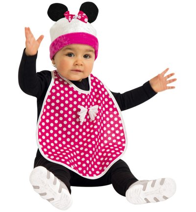 Baby Kostüm Süße Maus Lätzchen mit Mütze pink weiß