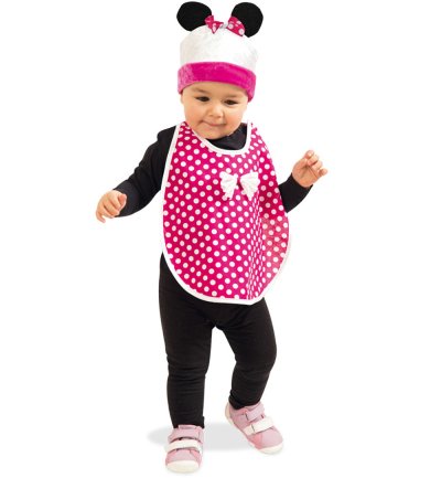 Baby Kostüm Süße Maus Lätzchen mit Mütze pink weiß