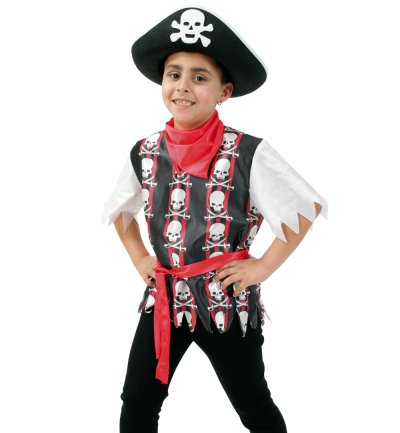 Kinderkostüm Geisterpirat Freibeuter Seeräuber Pirate Boy - Oberteil Gürtel Kopftuch
