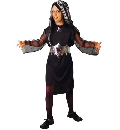 Kinderkostüm Spider Girl, Kleid mit Gürtel und Halsschmuck, Fasching, Karneval, Gr.128