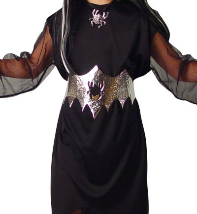 Kinderkostüm Spider Girl, Kleid mit Gürtel und Halsschmuck, Fasching, Karneval, Gr.128