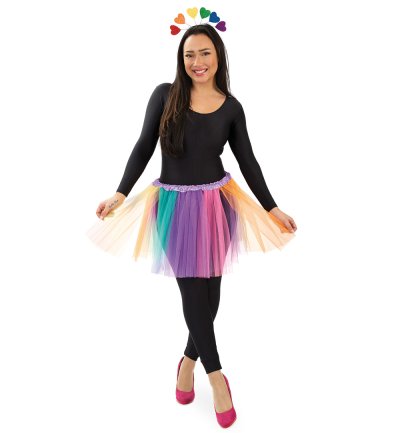 Damen Tüllrock Regenbogen Tutu Petticoat Ballett Festival Kostüm Tanz Rock JGA Pride