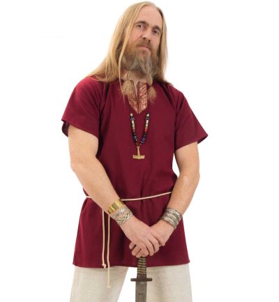 Tunika edel rot Mittelalter-Kostüm Herren-Outfit Faschings-Hemd
