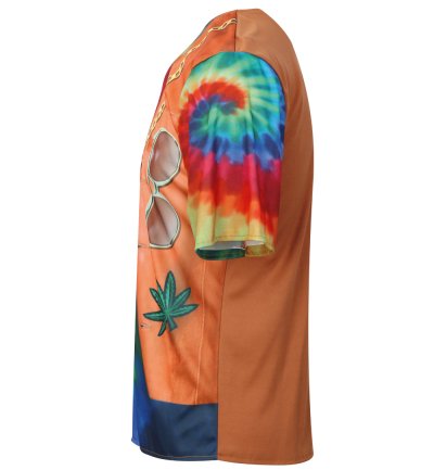 Shirt Hippie, 70er Jahre Oberteil für Herren mit Westenaufdruck