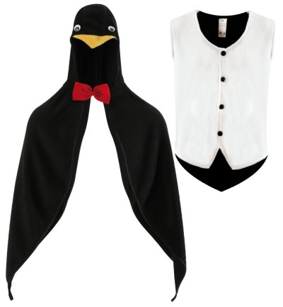 Herrenkostüm Pinguin lustiges Tierkostüm Cape mit Kapuze und Weste