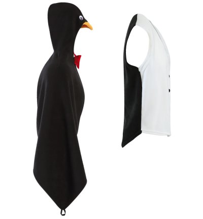 Herrenkostüm Pinguin lustiges Tierkostüm Cape mit Kapuze und Weste