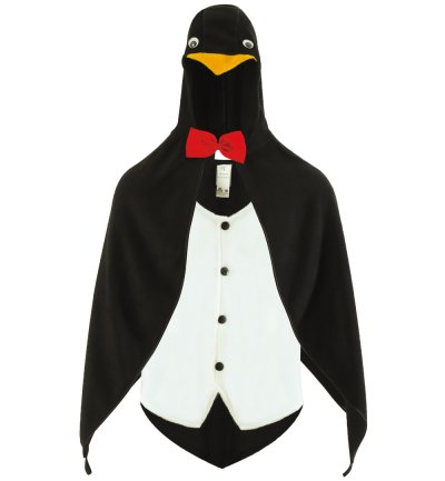 Herrenkostüm Pinguin lustiges Tierkostüm Cape mit Kapuze und Weste