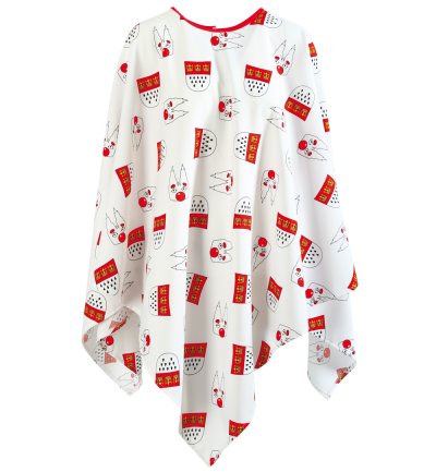 Poncho Köln weiß Cape Umhang mit Köln-Motiven
