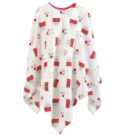 Poncho Köln weiß Cape Umhang mit Köln-Motiven