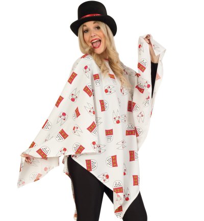 Poncho Köln weiß Cape Umhang mit Köln-Motiven