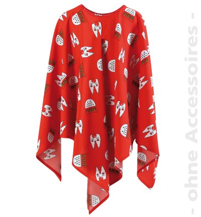 Poncho Köln rot Cape Umhang mit Köln-Motiven