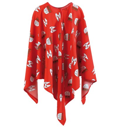 Poncho Köln rot Cape Umhang mit Köln-Motiven