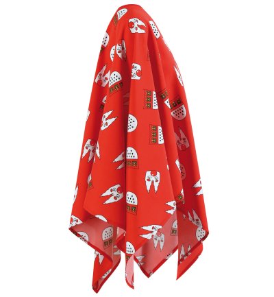 Poncho Köln rot Cape Umhang mit Köln-Motiven
