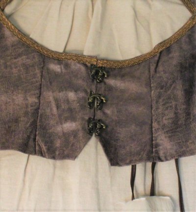 Damenkostüm 2-Teilig Frauenkleid und Weste in beige und braun Vintage Mittelalter Langarm Renaissance