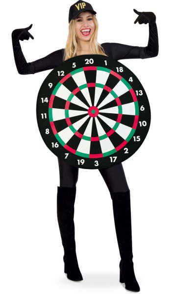 Kostüm Dartscheibe für Erwachsene | Einheitsgröße, Ø ca. 70cm | Bullseye, Dartboard, Pfeil, Junggesellenabschied