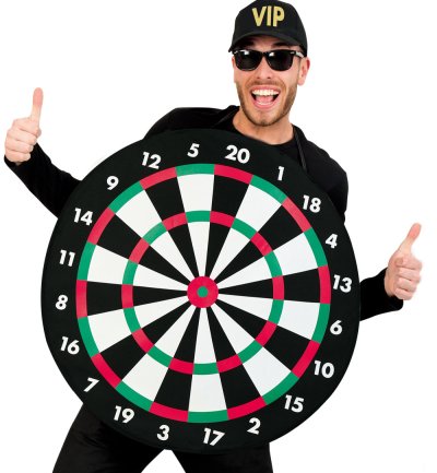 Kostüm Dartscheibe für Erwachsene | Einheitsgröße, Ø ca. 70cm | Bullseye, Dartboard, Pfeil, Junggesellenabschied