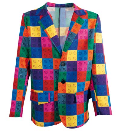 Kostüm Sakko Herren Bunt Baustein Muster Outfit Jackett Fasching Mehrfarbig Blazer
