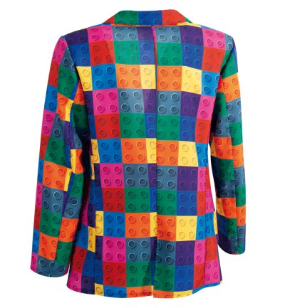 Kostüm Sakko Herren Bunt Baustein Muster Outfit Jackett Fasching Mehrfarbig Blazer