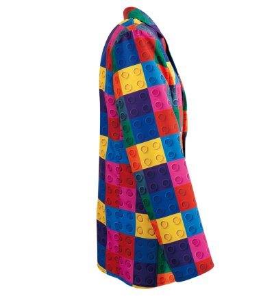Kostüm Sakko Herren Bunt Baustein Muster Outfit Jackett Fasching Mehrfarbig Blazer