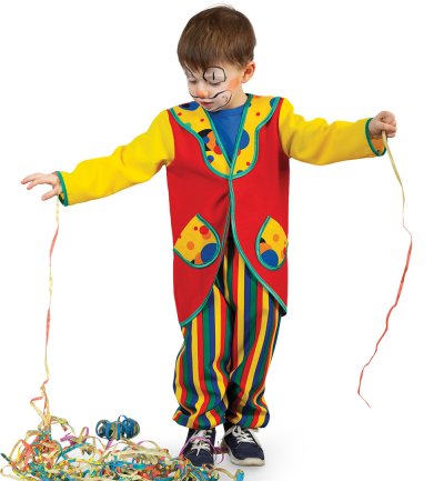 Anzug "Clowni", buntes Clown-Kostüm für Kinder, 2-teilig, bestehend aus Oberteil und Hose