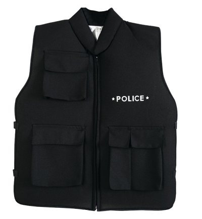 Kinderweste POLICE, Sicherheitsweste Polizei, Spiel-Weste, Fastnachts-Kostüm-Kinder, schwarze Weste, weiße Schrift, Verkleidung