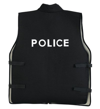 Kinderweste POLICE, Sicherheitsweste Polizei, Spiel-Weste, Fastnachts-Kostüm-Kinder, schwarze Weste, weiße Schrift, Verkleidung