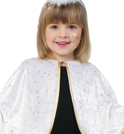 Kinderkostüm Cape Engel in weiß-Gold Größe 104/116