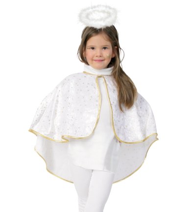 Kinderkostüm Cape Engel in weiß-Gold Größe 104/116