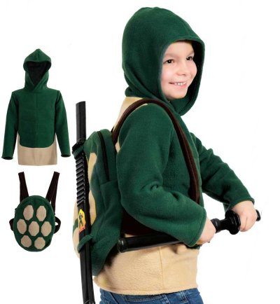 Kostüm Schildkröte Turtle mit abnehmbaren Rucksack Backpack Oberteil mit Kapuze Panzer Pullover für Fasching Kinderkostüm
