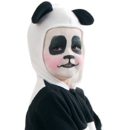 Kinder-Kostüm "Panda", Oberteil mit Kapuze und süßen Öhrchen in schwarz-weiß