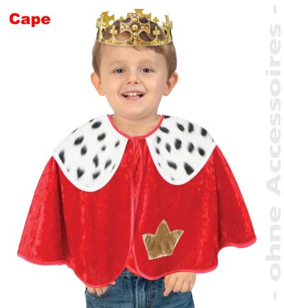 Kinderkostüm "Cape König" mit Hermelinfell-Optik, sortierte Größen