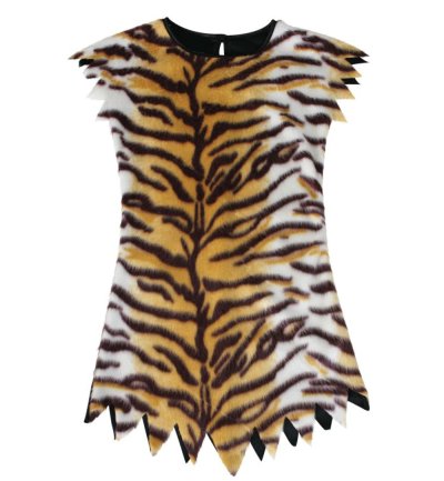 Kinderkostüm Tiger Kleid in braun-weiß mit Tigermuster