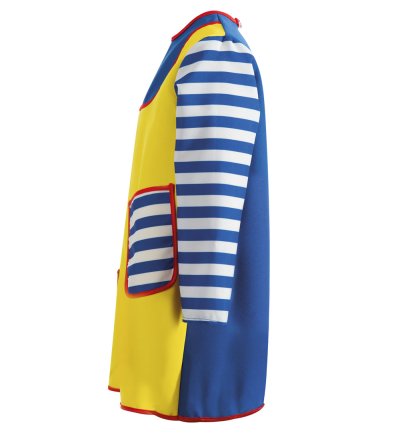 Kinderkostüm Freche Göre Kleid in gelb mit blau-weiß gestreiften Details Karlinchen Verkleidung Räubertochter