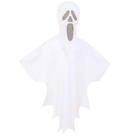 Kinderkostüm Geist Cape mit Haube weiß Gespenst Ghost Verkleidung Geisterkostüm Umhang